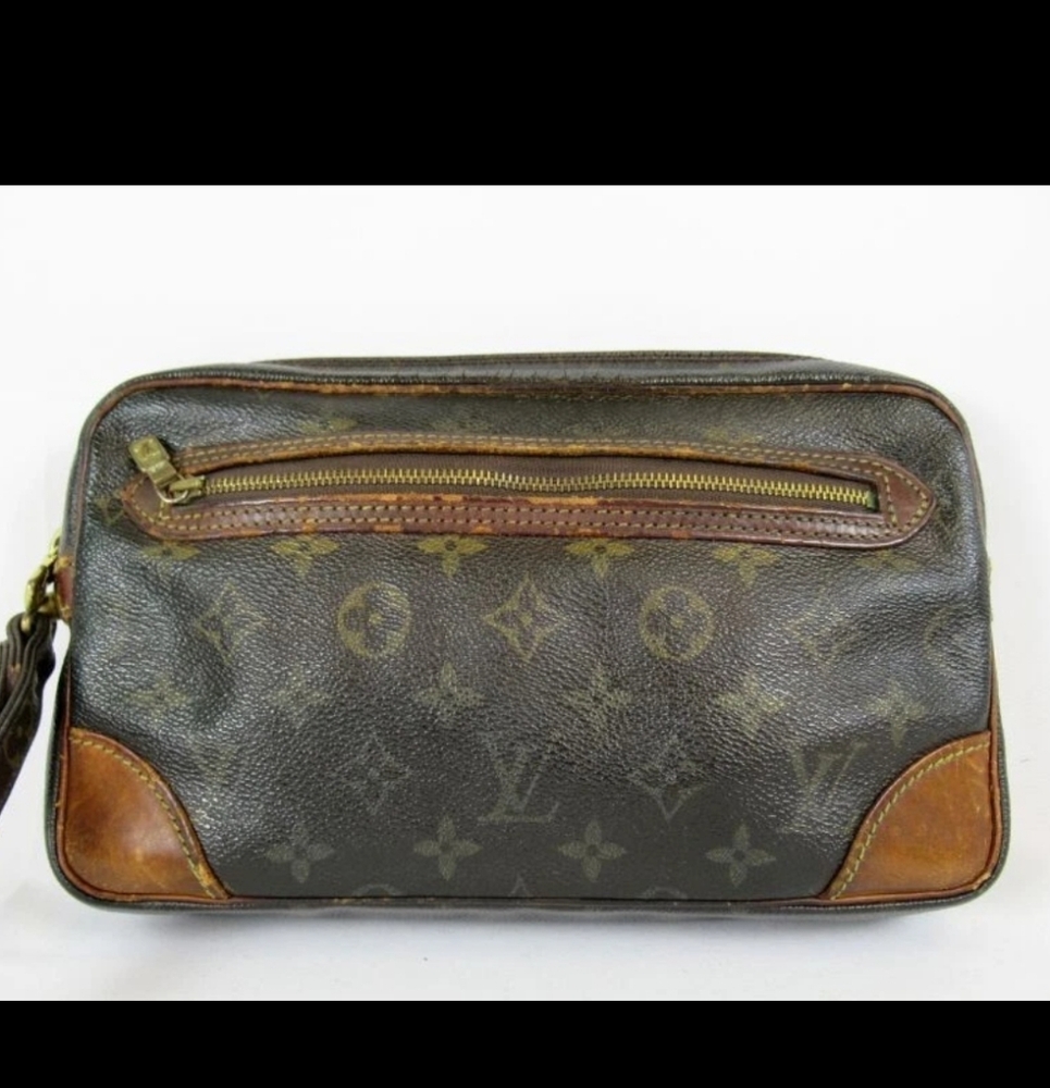 LOUIS VUITTON Marly Dragonne GM Clutch Hand Bag Monogram Brown